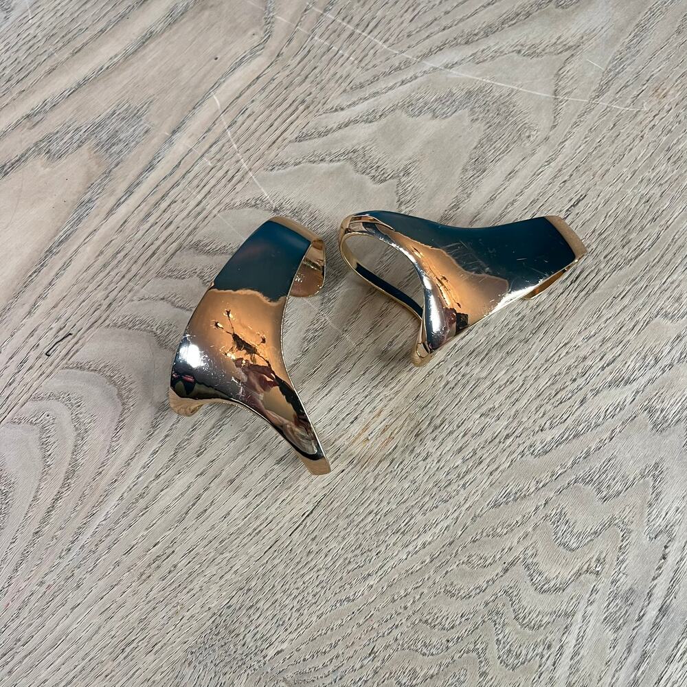Gold Statement Palm Cuff Bracelet Set Mirror Finish Chunky Contemporary
